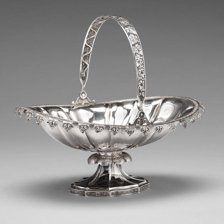 A Finnish silver bread basket marks of Olof Robert Lundgren, Åbo 1847.