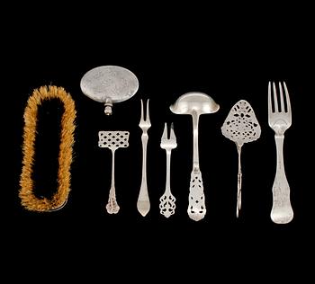 PARTI SILVER, 8 delar, 1800/1900-tal, silvervikt 300 g.