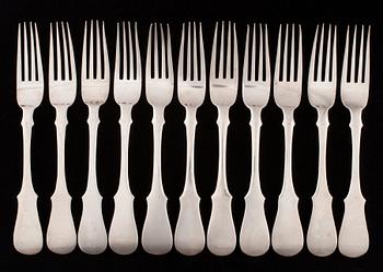 A SET OF RUSSIAN CUTLERY, 12+12+11.