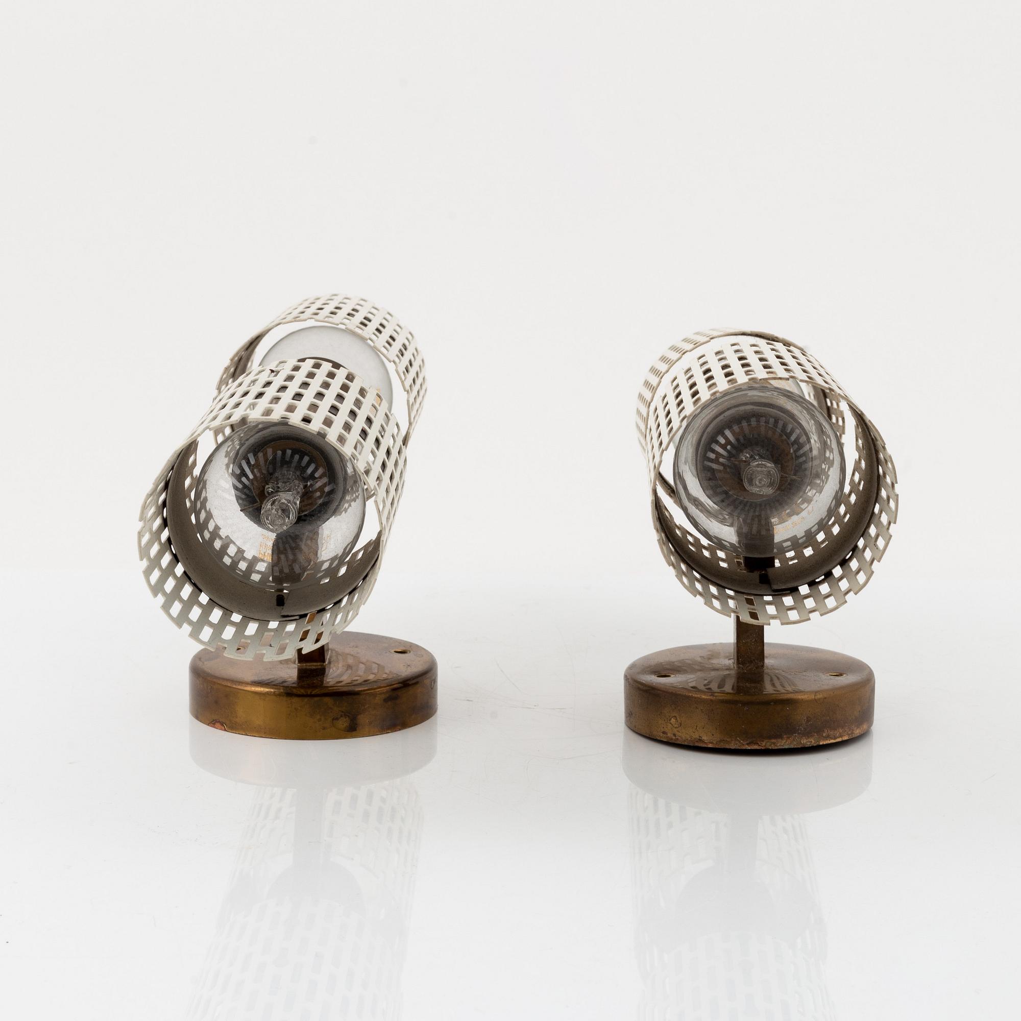 Harald Notini, vägglampor, ett par, modell 11262, Böhlmarks, 1940/1950-tal.