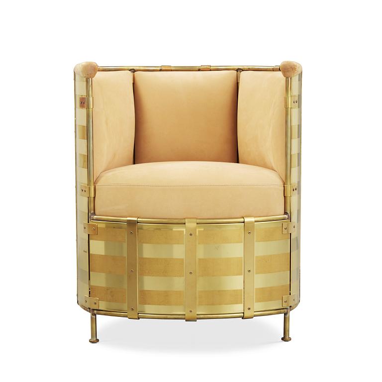 Mats Theselius, an 'El Dorado' leather and brass armchair, Källemo, Sweden post 2002.