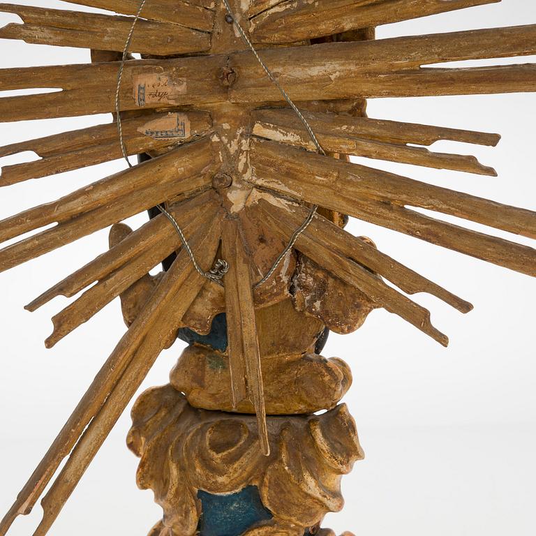 A Madonna with Child sculpture, 18th century, presumably Northern Europe.