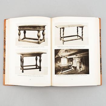 Böcker, 6 st, möbler, klockor och konsthantverk, bl.a. "Möbler och Heminredning i svenska bygder" I-II, Sigurd Erixson.