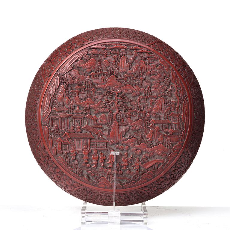 A large Chinese red box with cover, Qing dynasty (1664-1912).