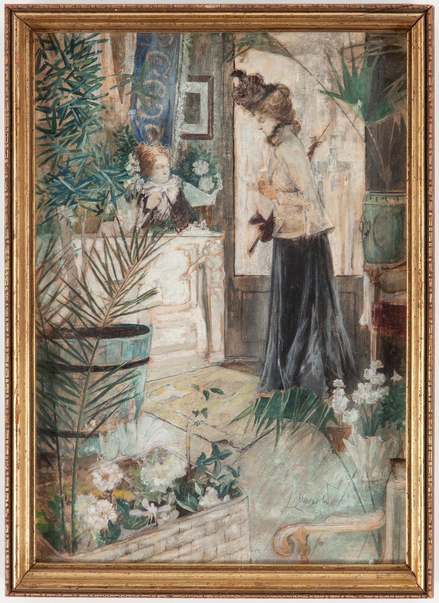 LUDWIG MAROLD, blandteknik på papper, signerad L. Marold.