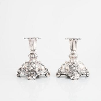 K Anderson, candlesticks, a pair, silver, Rococo style, Stockholm 1940.