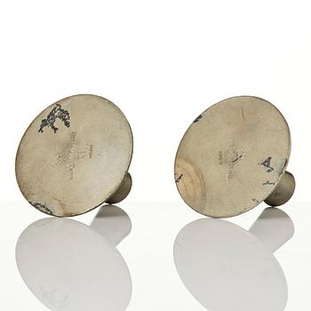 Ystad-Metall, a pair of candlesticks and a tray, 1938-42.