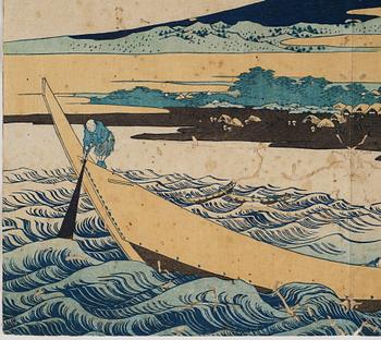 KATSUSHIKA HOKUSAI (1760–1849), efter, färgträsnitt. Japan, "Tago Bay", 1800-tal.