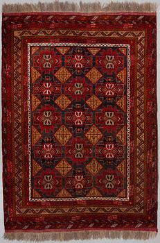 A CARPET, Afghan/Turkmen, around 287 x 207 cm (The ends have 4 - 5 cm flat weave on each side).