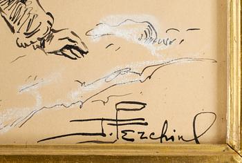 PERSHIN PETR PETROVICH, blandteknik på papper, sign.