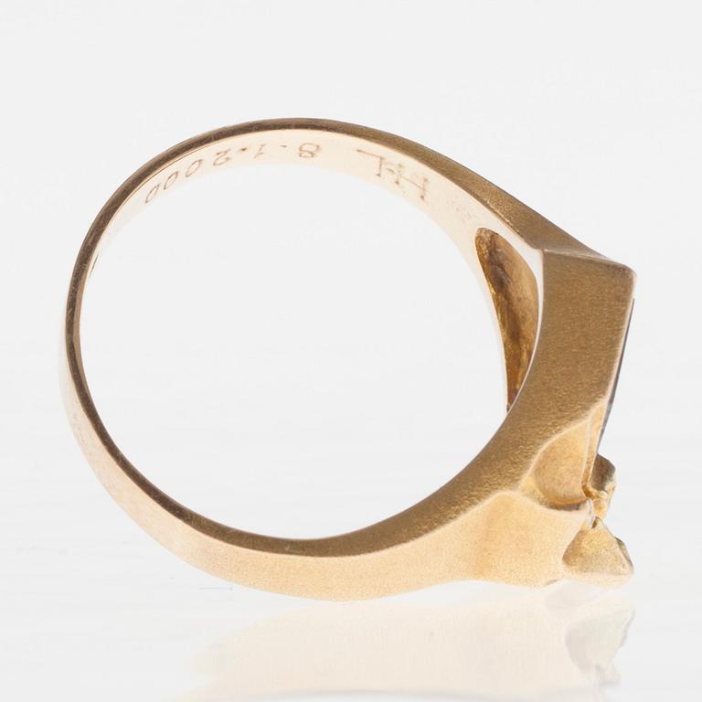 RING, 14K guld, spektrolit, "Randa" Björn Weckström, Lapponia 1998.