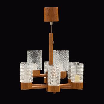 A teak ceiling light, 1950's/60's.