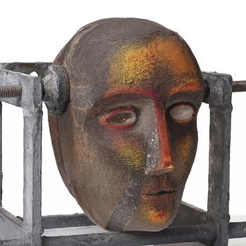 Bertil Vallien, a unique sand cast glass sculpture of a head, Kosta Boda, Sweden.