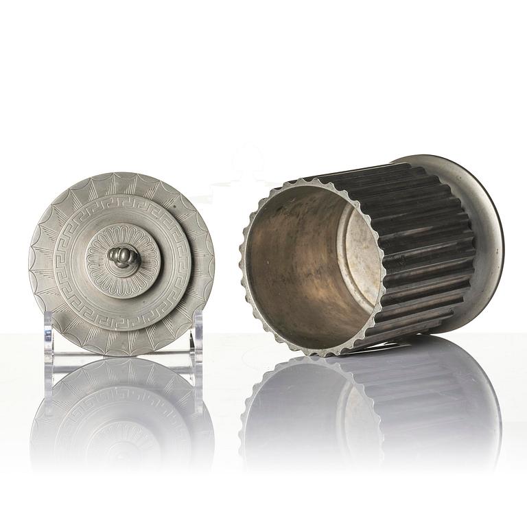 Astrid Aagesen, a lidded pewter jar, Helsingborg, Sweden, 1930s.
