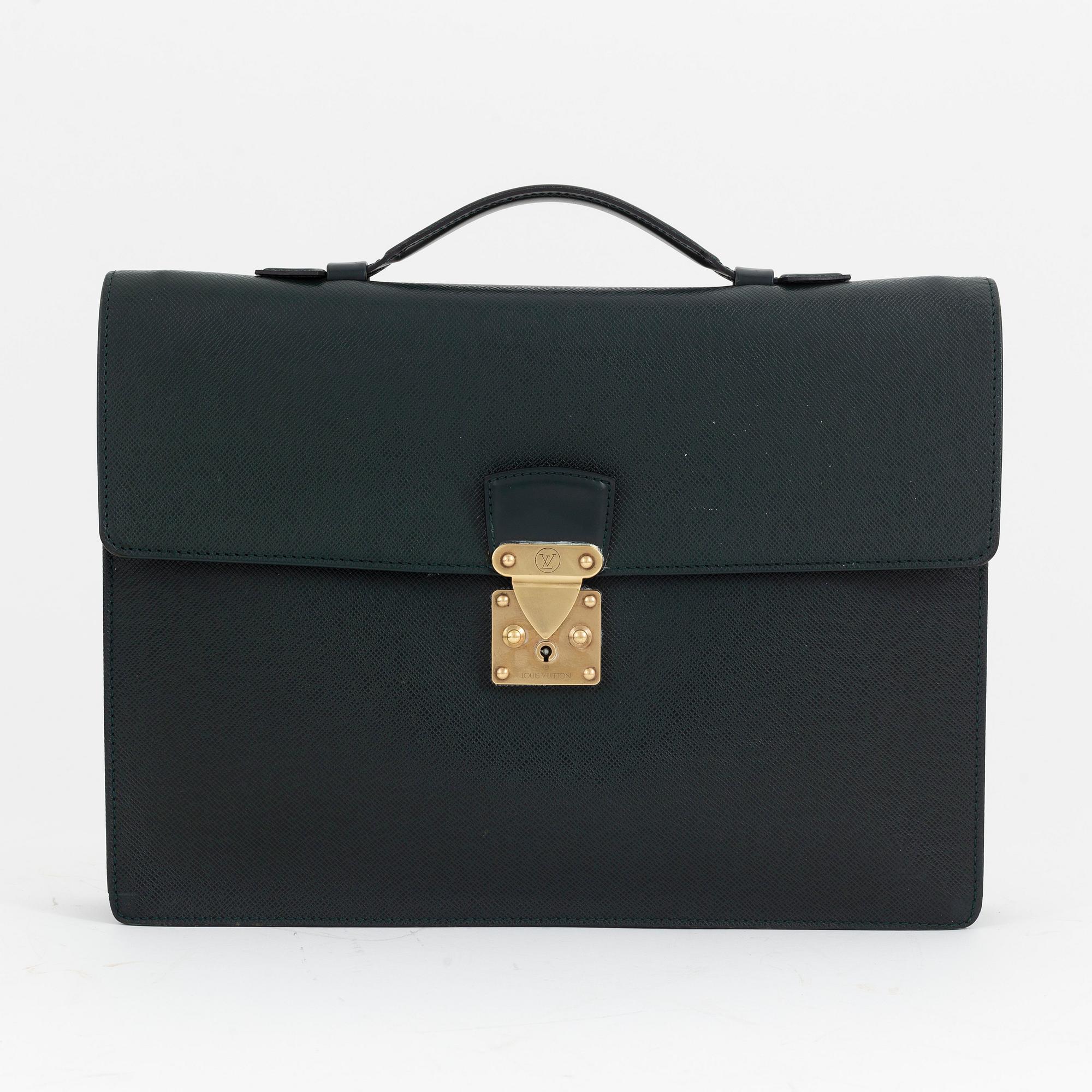 Louis Vuitton, a green Taiga 'Kourad' briefcase, 1997.