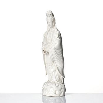 A Chinese blanc de chine figure of Guanyin, Qing dynasty, 19th Century.
