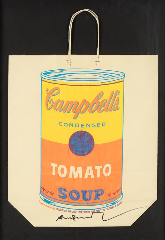 Andy Warhol, "Campbell's soup can on shopping bag".