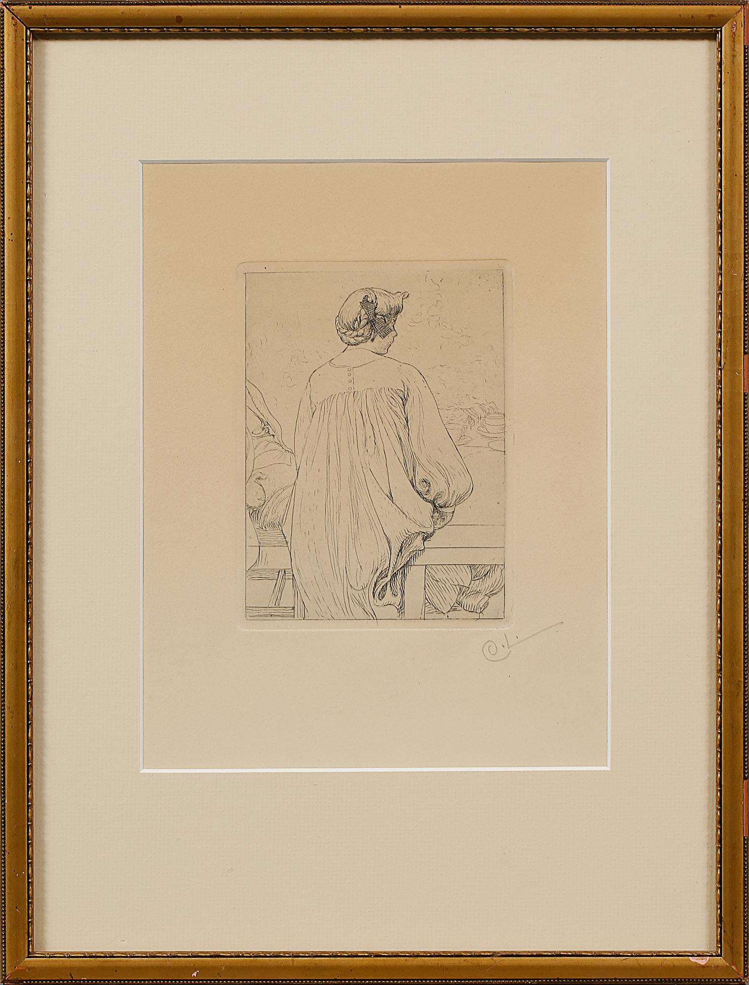 CARL LARSSON, etsning, monogramsignerad.