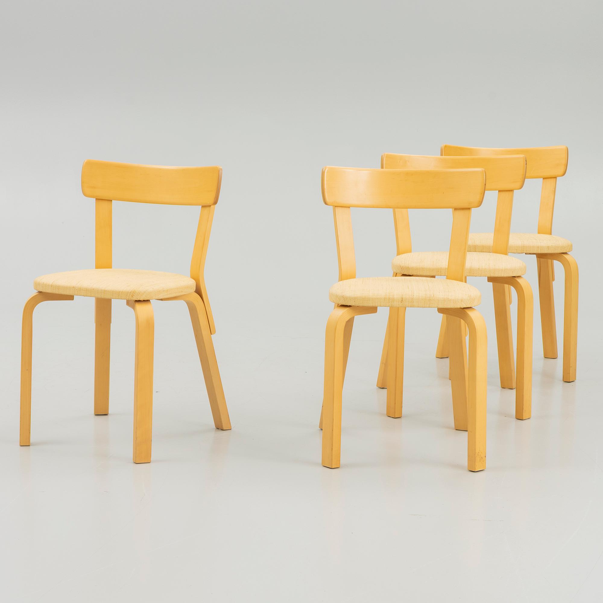 Alvar Aalto, chairs, 4 pcs, model 69, Artek, Finland, second half of the 20th century.