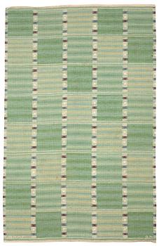 698. RUG. "Falurutan, grön Folksam". Flat weave (rölakan). 227,5 x 146 cm. Signed AB MMF BN.