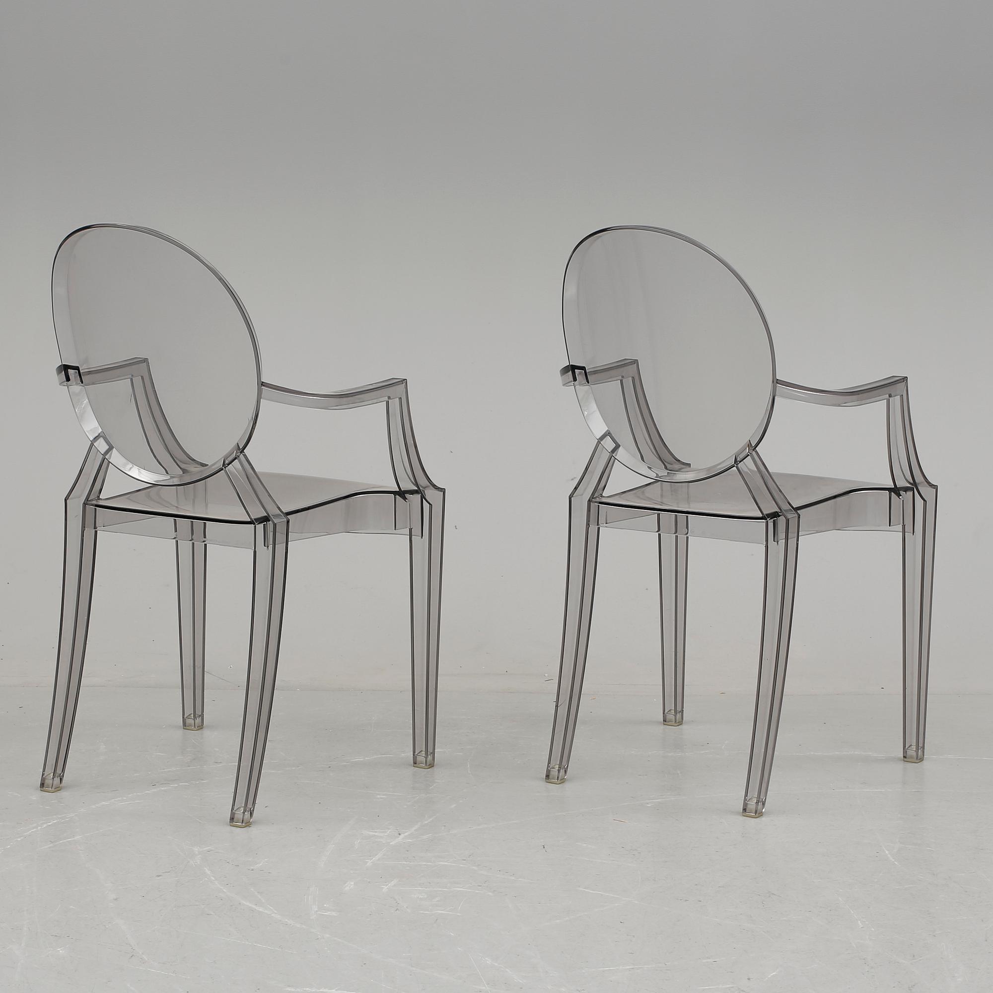 KARMSTOLAR, ett par, "Louis Ghost", Philippe Starck för Kartell.