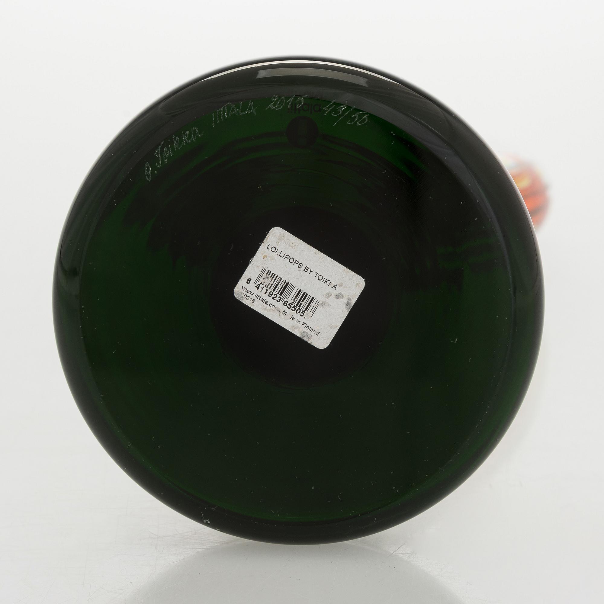 Oiva Toikka, skulptur, "Lollipop", signerad O. Toikka Iittala 2015 43/50.