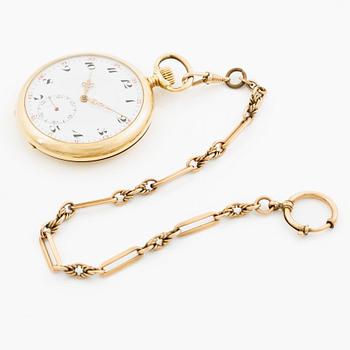 Pocket watch, 14K gold, 52 mm.