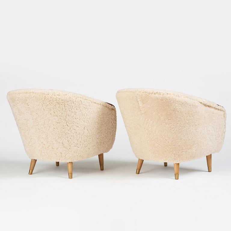 Arnt Lande, tillskrivna, modell "Senior", fåtöljer 1 par, Møller & Stokke, Norge, 1950-60-tal.