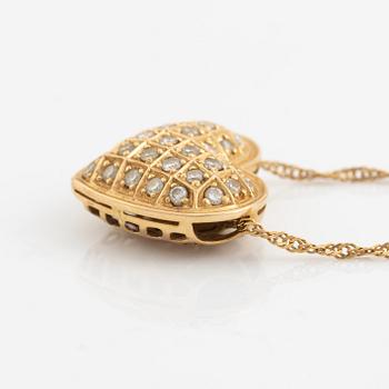Heart shaped diamond necklace, 18K gold and diamonds.