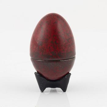 Hans Hedberg, a faience sculpture of an egg, Biot, France, signed.