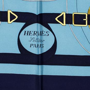 HERMÈS, scarf, "Eperons d'Or" Henri D'origny, 1989.