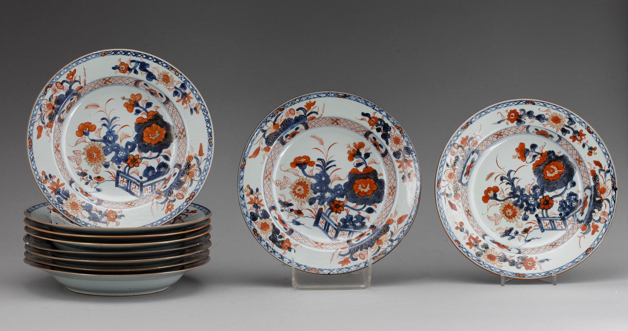 TALLRIKAR, 11 st, porslin, Kina 1700-tal.