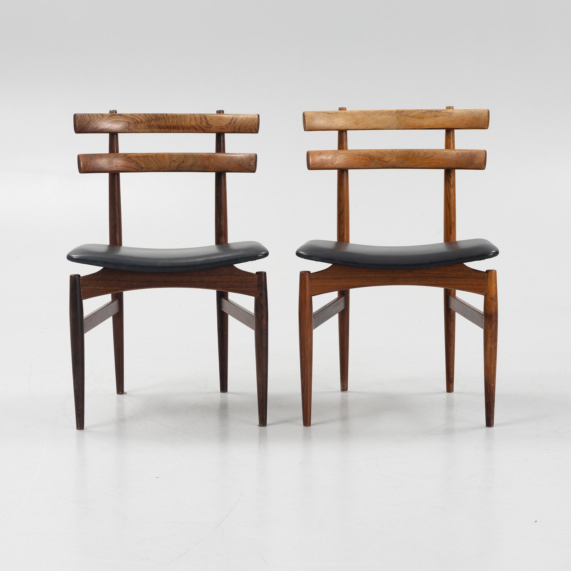 Poul Hundevad, dining set, table and a set of three chairs, Denmark, 1960s.