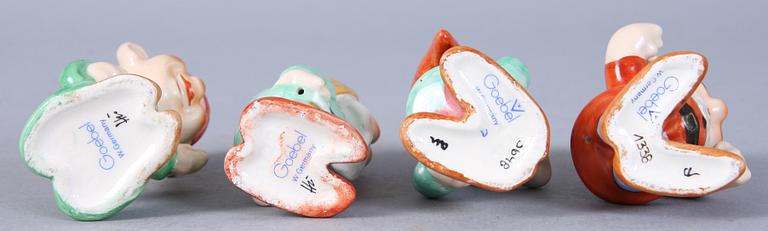 FIGURINER, 9 st, flintgods, Goebel, Tyskland, 1900-talets andra hälft.