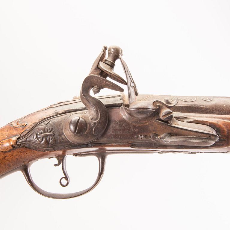 A Pierre Formentin flintlock pistol, 18th Century latter part.