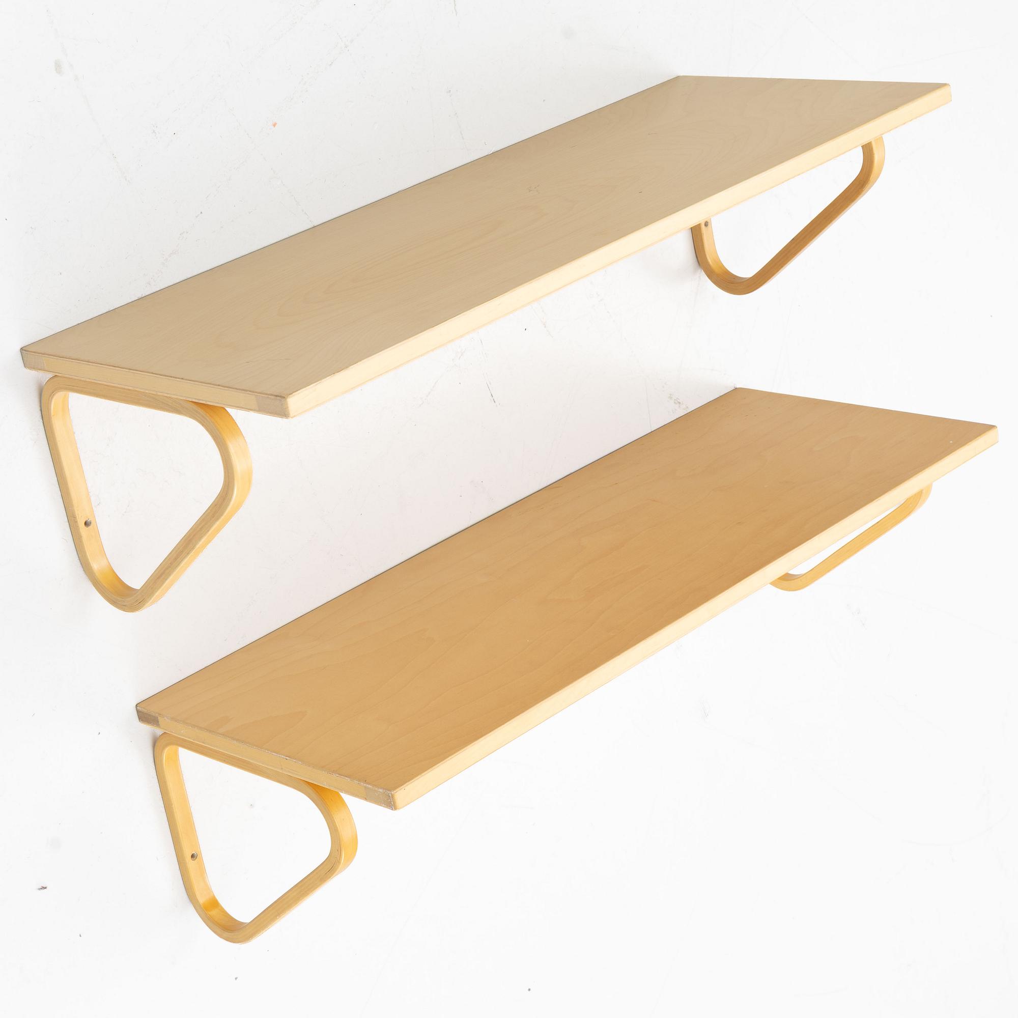 Alvar Aalto, Pair of wall shelves, model 112A, Artek, Finland.