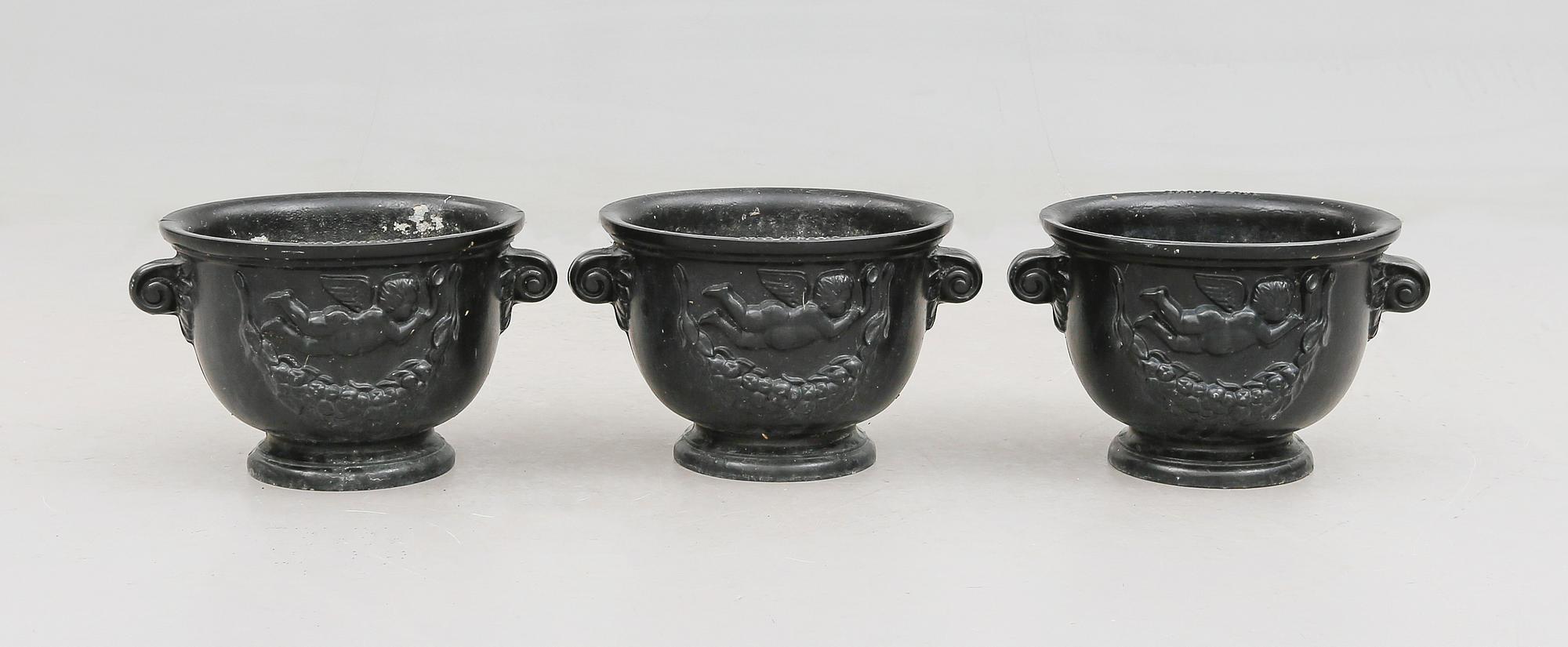 TRÄDGÅRDSURNOR, 3 st, aluminium, Byarums Bruk, modern tillverkning.