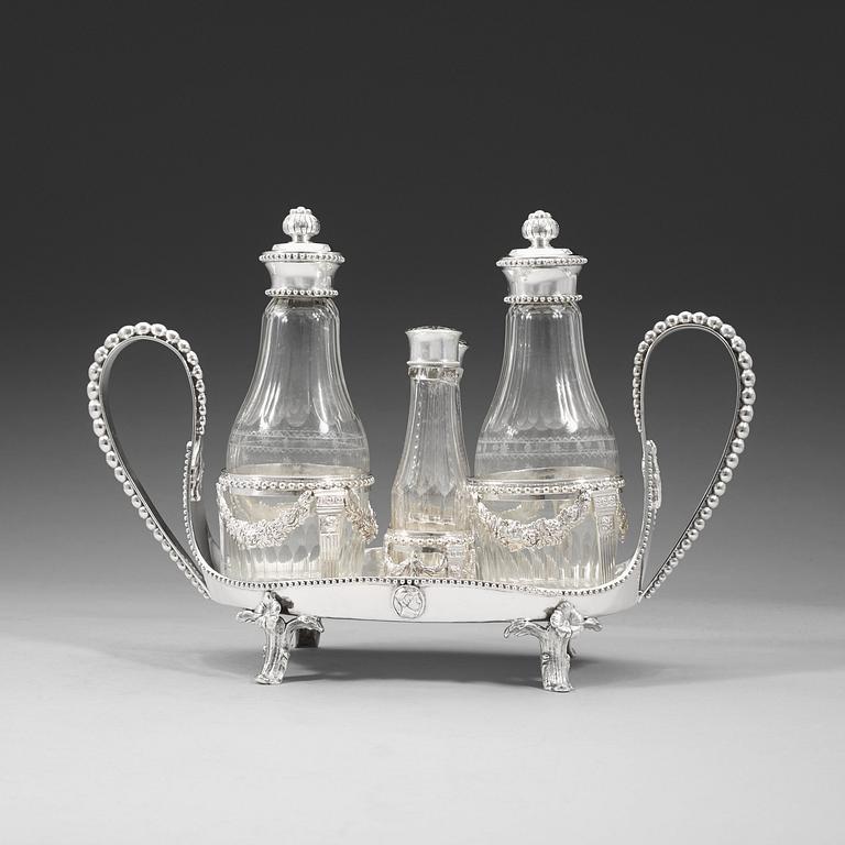 A Swedish 18th century silver cruet-set, Anders Brandt, Norköping 1786.
