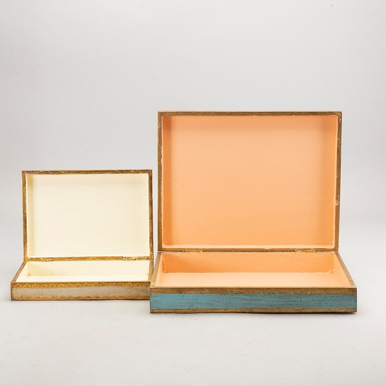 Six mid 20th century wood boxes from Paoletti, Firenze Italy.