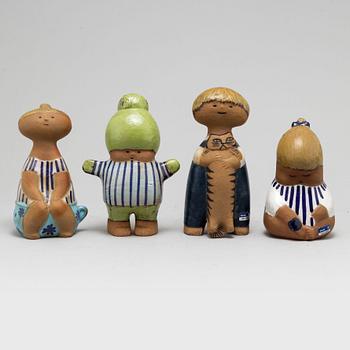 LISA LARSON, figuriner, stengods, 4 st, "Larsons ungar", Gustavsberg.