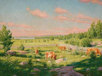 Johan Krouthén, Summer idyll with grazing cattle.