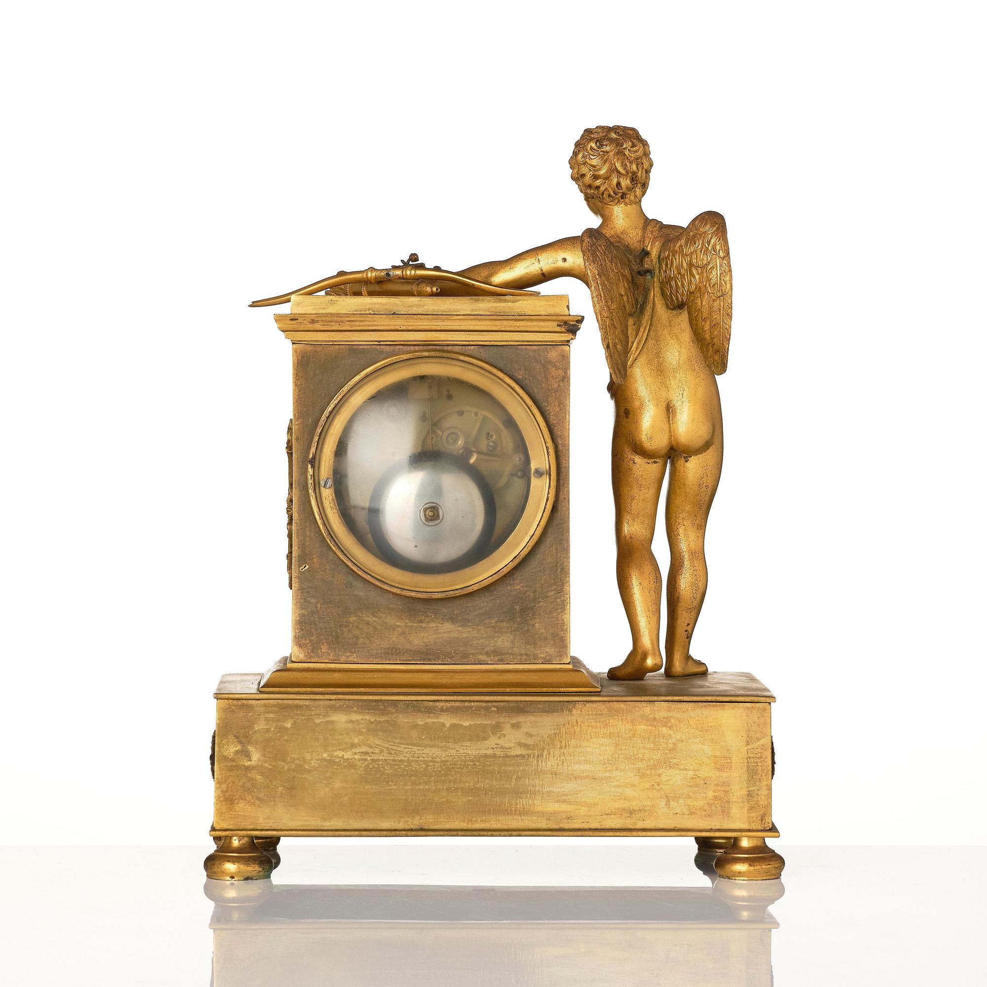 A French Empire ormolu mantel clock, early 19th century.