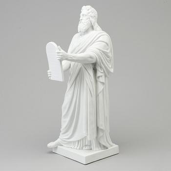 BERTEL THORVALDSEN, efter. SKULPTUR, biskvi. "Moses och stentavlorna". Bing & Gröndahl, Danmark, 1800-tal.