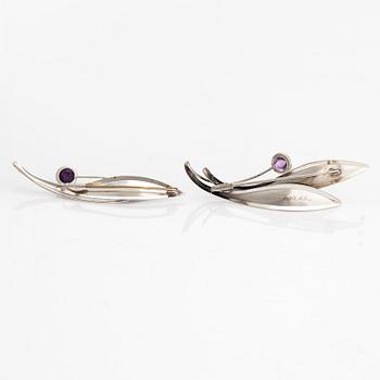 Elis Kauppi, Two silver brooches with amethyst. Kupittaan kulta, Turku 1959 and 1965.