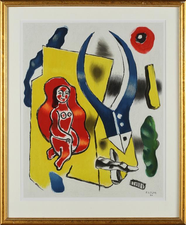 FERNAND LÉGER, efter, färglitografi, signerad samt daterad i tryck -30.