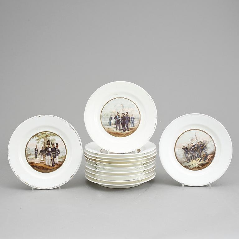 TALLRIKAR, 12 st, porslin, Gustafsberg, 1800-talets slut.