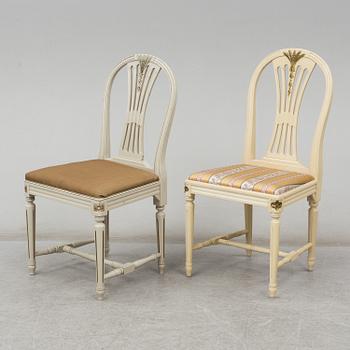 a set of 4+4 gustavian style chairs from the second half of the 20th century.