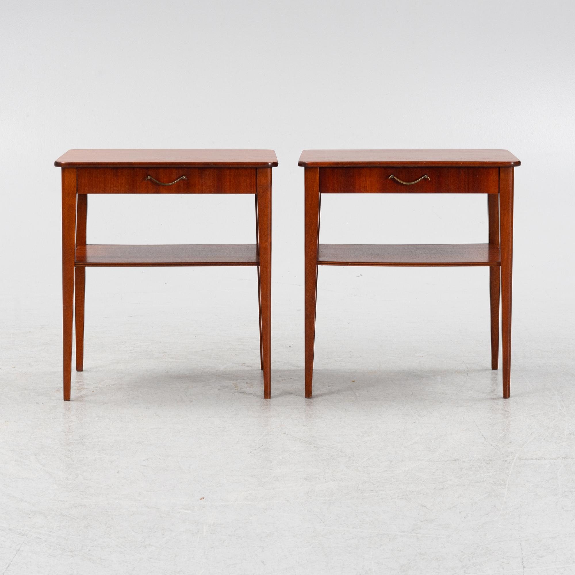 Sängbord, ett par, Björkås Möbelfabrik, Nässjö, 1950/60-tal.