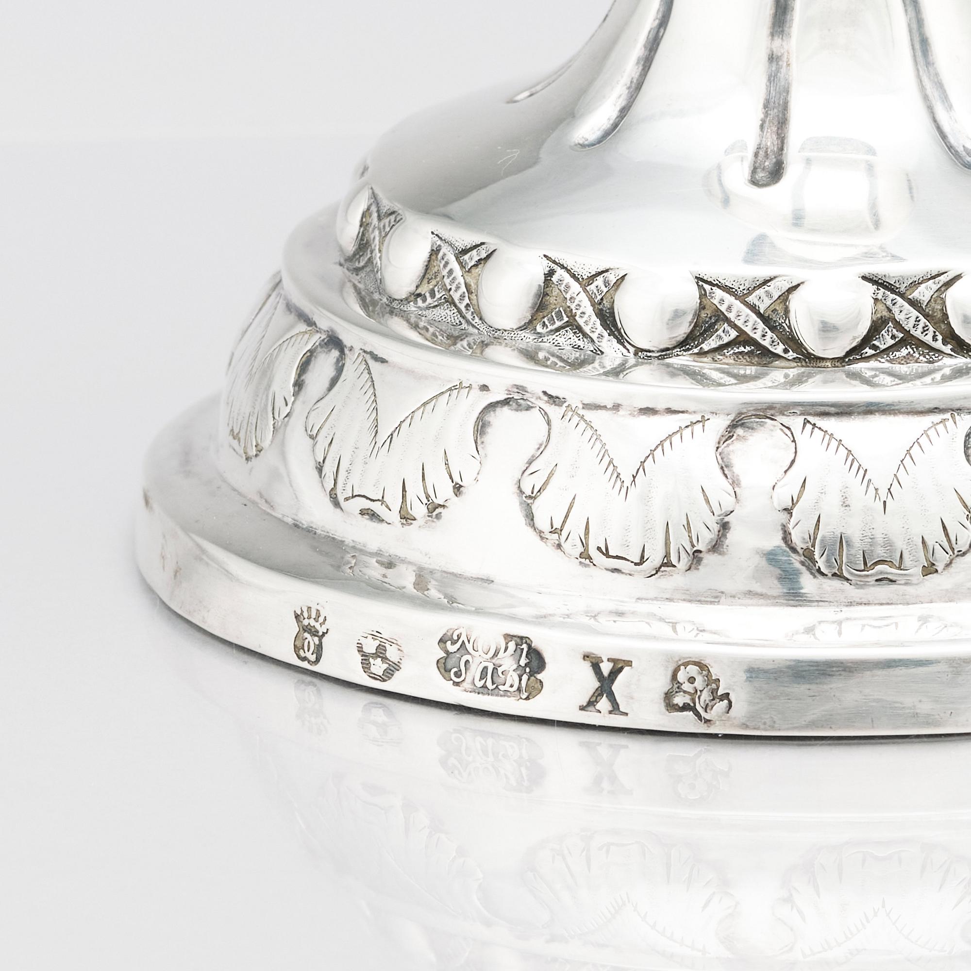 Sigismund Novisadi d.y, ljusstakar, silver, ett par, Karlskrona 1780. Gustavianska.