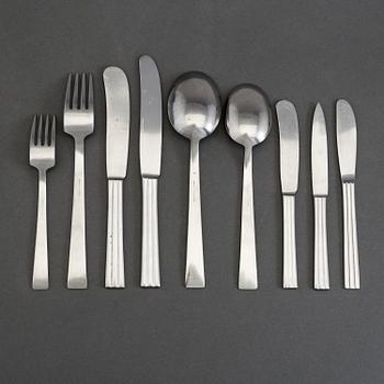 A set of 100 pieces stainless steel flatware "Thebe" design Folke Arström for Gense, Sweden 1950-60.